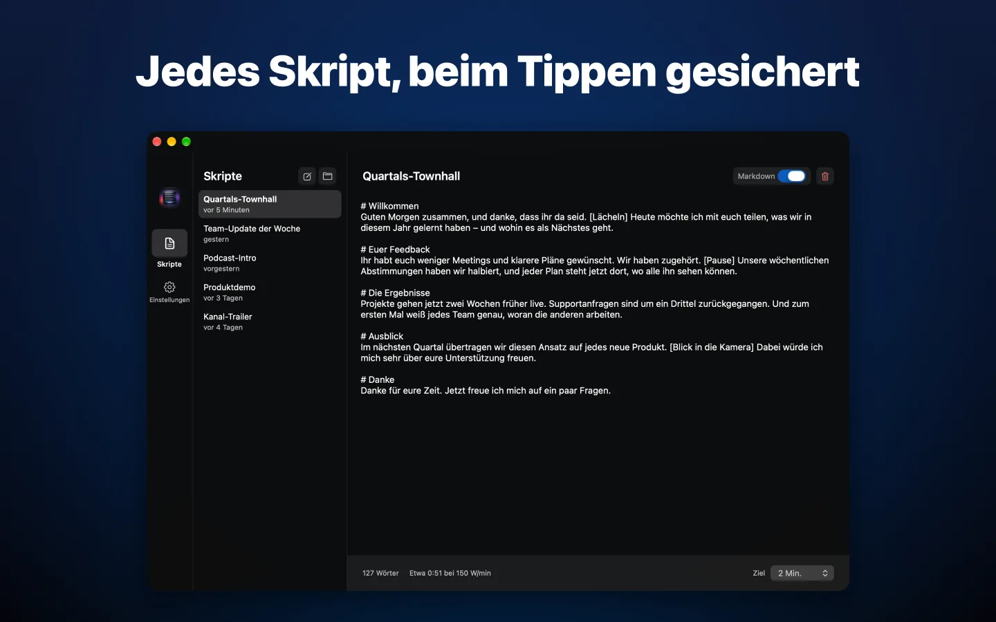 Die Skriptbibliothek und der Editor