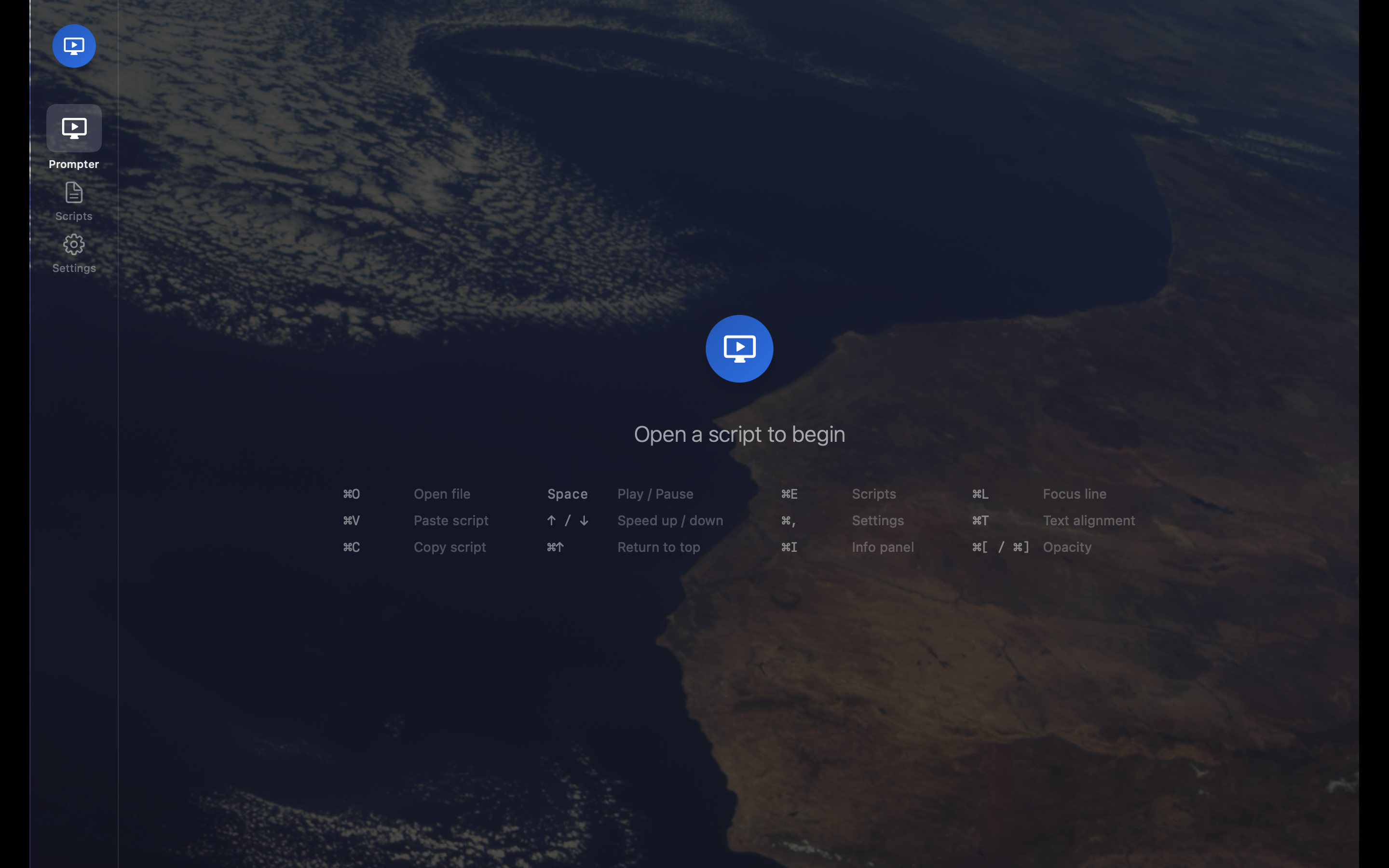 GlassCue main teleprompter window